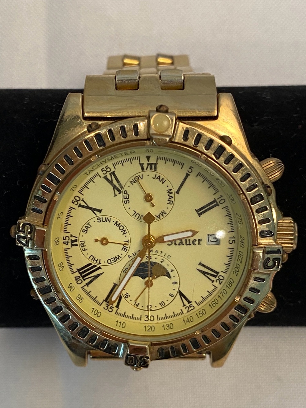 Stauer 12699 Men's Gold Time Traveler Automatic Watch Date Hour Day Subdials